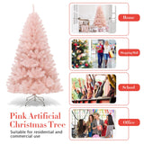 NNECW 1.8 M Artificial Hinged Christmas Tree with Sturdy Metal Stand for Home