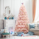 NNECW 2.1 M Artificial Hinged Christmas Tree with Sturdy Metal Stand for Home
