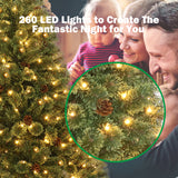 NNECW 1.8M Christmas Pine Tree with 260 LED Warm White Light for Christmas Decorations
