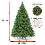 NNECW 1.8M Christmas Pine Tree with 260 LED Warm White Light for Christmas Decorations