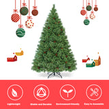 NNECW 1.8M Christmas Pine Tree with 260 LED Warm White Light for Christmas Decorations