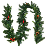 NNECW 2.7m Pre-lit Christmas Pine Garland with 100 LED Lights