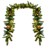 NNECW 2.7m Pre-lit Christmas Pine Garland with 100 LED Lights