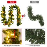 NNECW 2.7m Pre-lit Christmas Pine Garland with 100 LED Lights