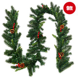 NNECW 2.7m Pre-lit Christmas Pine Garland with 100 LED Lights