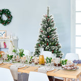 NNECW 1.5 M Mixed Artificial Christmas Tree with Pre Decorated Holly Berries for Christmas