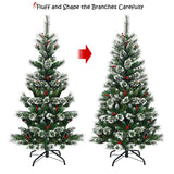 NNECW 1.5 M Mixed Artificial Christmas Tree with Pre Decorated Holly Berries for Christmas
