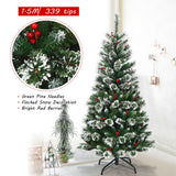 NNECW 1.5 M Mixed Artificial Christmas Tree with Pre Decorated Holly Berries for Christmas