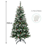 NNECW 1.5 M Mixed Artificial Christmas Tree with Pre Decorated Holly Berries for Christmas