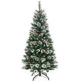 NNECW 1.8 M Artificial Christmas Tree with Pre Decorated Holly Berries for Christmas