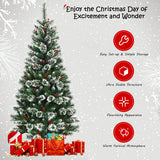 NNECW 1.8 M Artificial Christmas Tree with Pre Decorated Holly Berries for Christmas
