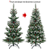 NNECW 1.8 M Artificial Christmas Tree with Pre Decorated Holly Berries for Christmas