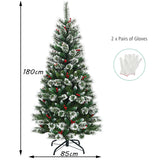 NNECW 1.8 M Artificial Christmas Tree with Pre Decorated Holly Berries for Christmas