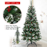 NNECW 1.8 M Artificial Christmas Tree with Pre Decorated Holly Berries for Christmas