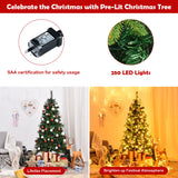 NNECW 1.8M Artificial Christmas Tree with 250 LED Lights for Decorations