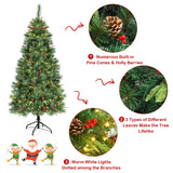 NNECW 1.8M Artificial Christmas Tree with 250 LED Lights for Decorations