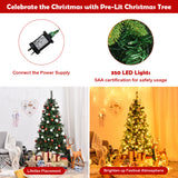 NNECW 2.1M Artificial Christmas Tree with 350 LED Lights for Decorations