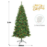 NNECW 2.1M Artificial Christmas Tree with 350 LED Lights for Decorations