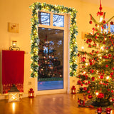NNECW 2.7M Artificial Christmas Wreath Rattan with Pine Needles & Red Berries
