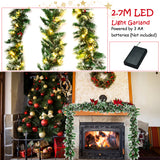 NNECW 2.7M Artificial Christmas Wreath Rattan with Pine Needles & Red Berries