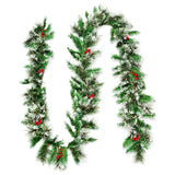 NNECW 2.7M Artificial Christmas Wreath Rattan with Pine Needles & Red Berries