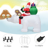 NNECW 2M Inflatable Christmas Santa Riding Polar Bear with Shaking Head