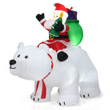 NNECW 2M Inflatable Christmas Santa Riding Polar Bear with Shaking Head