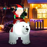 NNECW 2M Inflatable Christmas Santa Riding Polar Bear with Shaking Head