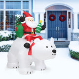 NNECW 2M Inflatable Christmas Santa Riding Polar Bear with Shaking Head
