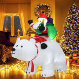 NNECW 2M Inflatable Christmas Santa Riding Polar Bear with Shaking Head