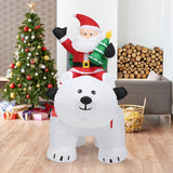 NNECW 2M Inflatable Christmas Santa Riding Polar Bear with Shaking Head