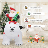 NNECW 2M Inflatable Christmas Santa Riding Polar Bear with Shaking Head