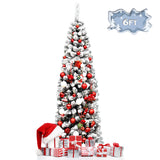 NNECW Slim Snow Flocked Christmas Tree for Home Decoration &amp Gift -1.8M