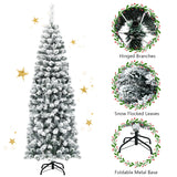 NNECW Slim Snow Flocked Christmas Tree for Home Decoration &amp Gift -1.8M