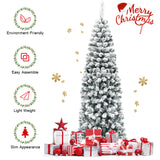 NNECW Slim Snow Flocked Christmas Tree for Home Decoration &amp Gift -1.8M