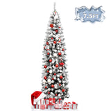 NNECW Slim Snow Flocked Christmas Tree for Home Decoration &amp Gift -2.27M
