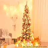NNECW Slim Snow Flocked Christmas Tree for Home Decoration &amp Gift -2.27M