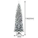 NNECW Slim Snow Flocked Christmas Tree for Home Decoration &amp Gift -2.27M