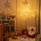 NNECW 1.5 M Artificial Twig Birch Tree with 72 Warm White LED Lights for Christmas