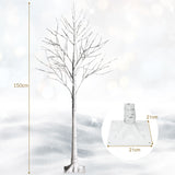 NNECW 1.5 M Artificial Twig Birch Tree with 72 Warm White LED Lights for Christmas
