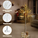 NNECW 1.5 M Artificial Twig Birch Tree with 72 Warm White LED Lights for Christmas
