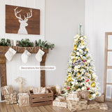 NNECW 1.5M Pre-Lit Snow-Flocked Artificial Christmas Tree with 339 Tips and 180 LED Lights for Decorations