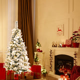 NNECW 1.5M Pre-Lit Snow-Flocked Artificial Christmas Tree with 339 Tips and 180 LED Lights for Decorations