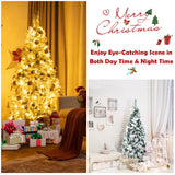 NNECW 1.5M Pre-Lit Snow-Flocked Artificial Christmas Tree with 339 Tips and 180 LED Lights for Decorations