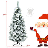NNECW 1.8M Pre-Lit Snow-Flocked Artificial Christmas Tree with 471 Tips and 250 LED Lights for Decorations