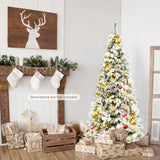 NNECW 1.8M Pre-Lit Snow-Flocked Artificial Christmas Tree with 471 Tips and 250 LED Lights for Decorations