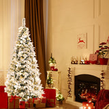 NNECW 1.8M Pre-Lit Snow-Flocked Artificial Christmas Tree with 471 Tips and 250 LED Lights for Decorations
