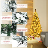 NNECW 1.8M Pre-Lit Snow-Flocked Artificial Christmas Tree with 471 Tips and 250 LED Lights for Decorations