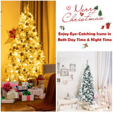 NNECW 1.8M Pre-Lit Snow-Flocked Artificial Christmas Tree with 471 Tips and 250 LED Lights for Decorations