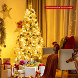 NNECW 1.8M Pre-Lit Snow-Flocked Artificial Christmas Tree with 471 Tips and 250 LED Lights for Decorations